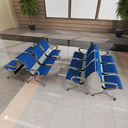 Miniatura 16 de Kinfant Silla de sala de espera de 2 asientos, sillas de recepción de invitados de oficina con respaldo ergonómico, banco de espera de aeropuerto