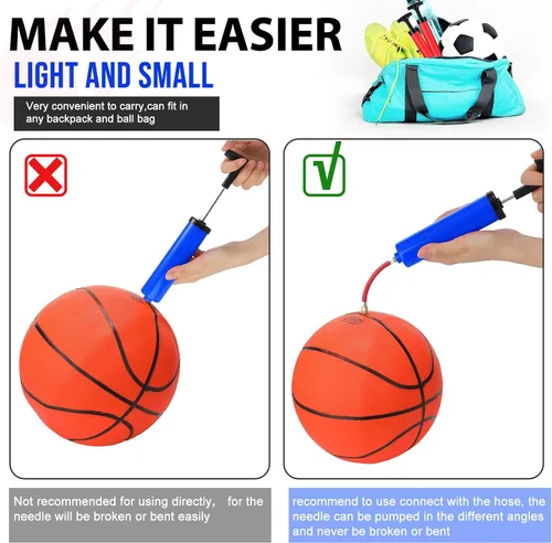 Miniatura 4 de Jerify Kit de bomba de bola de 8 pulgadas, bomba de aire portátil de pelota deportiva para fútbol con manguera de extensión de aguja, inflador