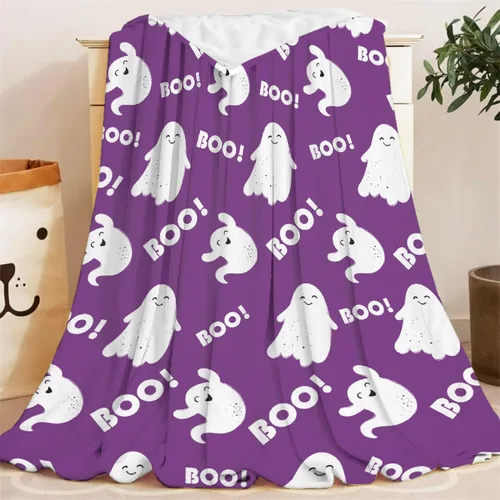 Miniatura 7 de Manta de fantasmas morados para niñas, mujeres y niños, manta ligera de forro polar espeluznante para niños, mantas de franela suave, decorativas