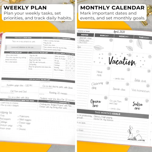 Miniatura 3 de Clever Fox Agenda Daily PRO – Agenda diaria de 8.5 x 11 pulgadas tamaño A4 y diario de gratitud para aumentar la productividad, gestión del tiempo