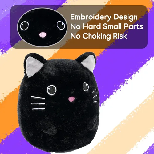 Miniatura 4 de WEIGEDU Gatito negro de peluche con ojos bordados para niño y niña, decoración de Halloween, cojín de almohada, sofá, regalos de inauguración