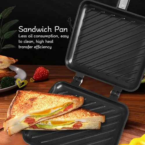 Miniatura 7 de Estink Sartén de doble cara, sartén de aleación de aluminio, sartén de doble cara, sartén antiadherente de fondo plano para tostadora, desayuno