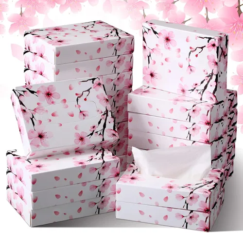 Yinder 24 paquetes de 960 hojas de pañuelos en cubo para coche, pañuelos faciales desechables para viajes, soporte de pañuelos suaves con acuarela,