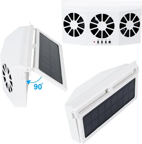 Miniatura 3 de Unifizz Ventilador de ventana delgada solar Ventilador de escape de coche con tres ventiladores 1.5W ABS blanco