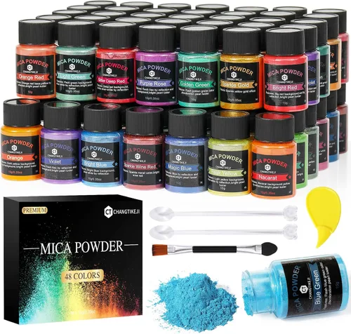 Miniatura 13 de CHANGTIKEJI Polvo de mica – 81 colores – 0.35 oz/botella de pigmento natural en polvo para resina epoxi, fabricación de jabón, fabricación de velas