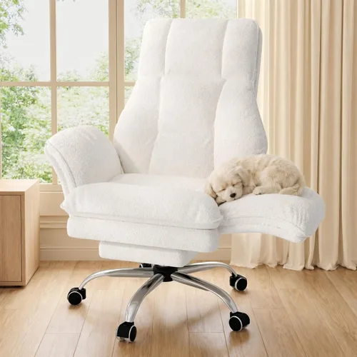 Miniatura 12 de Silla de oficina grande y alta, silla ergonómica ejecutiva para juegos de computadora con reposapiés, reposabrazos abatibles para mascotas y espacio