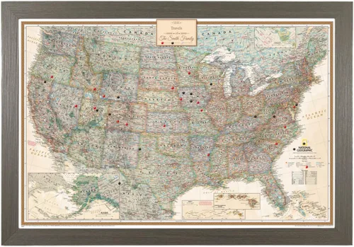 Miniatura 33 de Push Pin Travel Maps - Executive US - Mapa de pines enmarcado con marco negro para rastrear tus viajes - 27.5 x 39.5 pulgadas - 8 opciones de marco