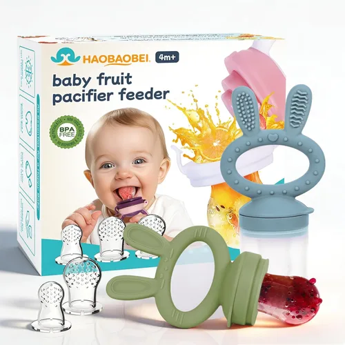 Miniatura 12 de Chupón alimentador de sólidos/frutas congeladas para bebés, juguete mordedor infantil 4M+, bolsa de silicona sin BPA y pezón, introduce sólidos