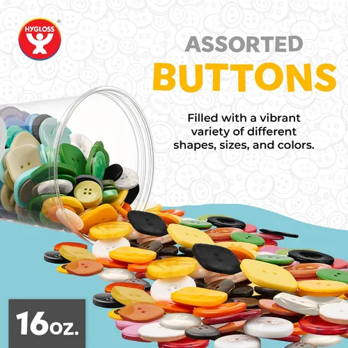 Miniatura 2 de 500 botones surtidos (aproximadamente) para manualidades – Contenedor a granel de 1 libra – Botones pequeños y grandes para coser, camisas, ropa