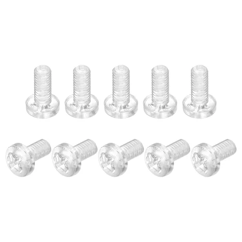 Miniatura 8 de uxcell M2x6mm plástico Phillips pernos 50pcs PC Pan cabeza máquina tornillos transparentes