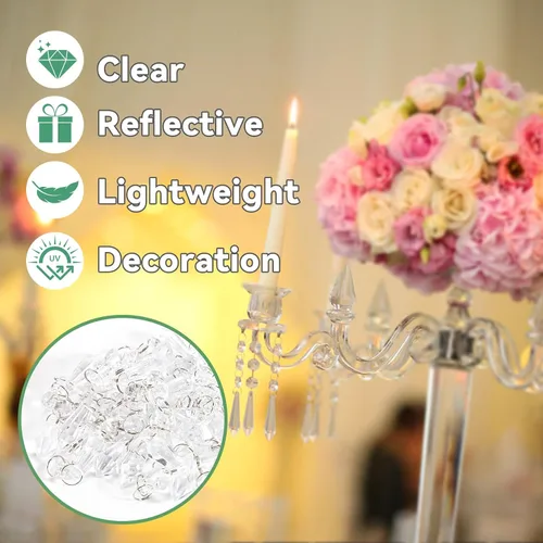 Miniatura 2 de MAQIHAN 30 adornos de cristal de Navidad, cristales colgantes de carámbanos, adornos de plástico transparente, piezas de candelabro, colgantes