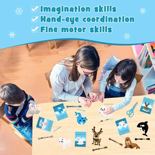 Miniatura 2 de CiyvoLyeen Kit de costura de animales polares para niños, haz tu propio kit de manualidades de fieltro de animales polares de invierno, incluye 14