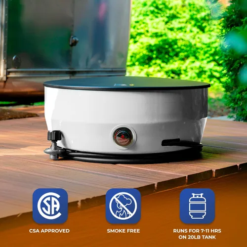 Miniatura 9 de Outland Living - Fogata grande de gas propano para exteriores, 60,000 BTU/h, 24 pulgadas con tapa - Hoguera moderna Lake Country 800 Fire Bowl