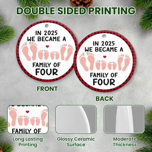Miniatura 4 de OASSIE Familia de 4 adornos de Navidad 2025 – Adorno de Navidad de cerámica para decoración de árbol – Regalos de pareja para padres primerizos