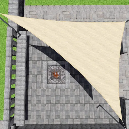 Patio Paradise - Toldo parasol tipo vela triangular derecho beige de 10 x 10 x 14.1 pies, tela de sombra para jardín, pérgolas de alta resistencia,