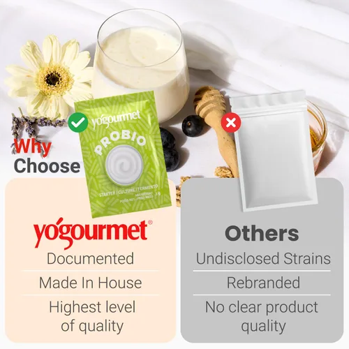 Miniatura 2 de Yogourmet Iniciador de yogur con probióticos (6 sobres = 6 cuartos de galón de yogur) - Haz yogur en casa - Cultivo básico - Todo natural, sin