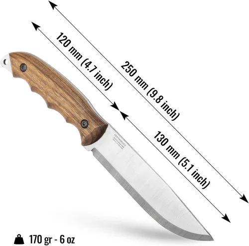 Miniatura 3 de BPSKNIVES HK5 CSH - Cuchillo para zurdos - Cuchillo de camping de espiga completa con funda de cuero - Cuchillos tácticos de supervivencia