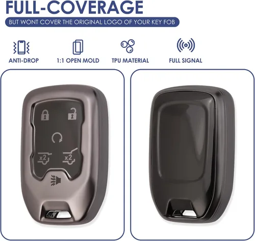 Miniatura 6 de Funda para llavero, llavero, funda para llave de TPU, compatible con GMC Yukon XL/Denali 2015-2020, Chevy Tahoe/Suburban, 6 botones