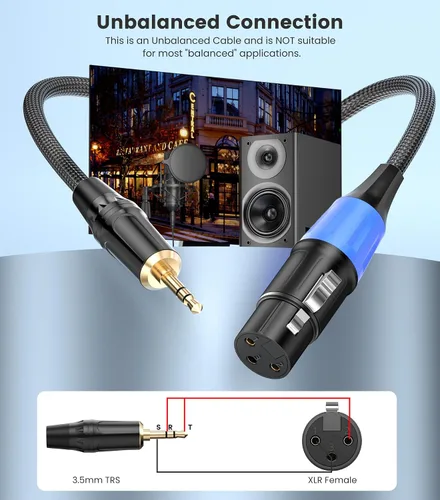 Miniatura 6 de Cable XLR a 0.138 in de 3.3 pies, desequilibrado, regular, hembra, XLR a conector estéreo de 1/8 pulgadas, cable de micrófono auxiliar para teléfono