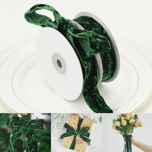 Miniatura 13 de HUIHUANG Cinta de Terciopelo Negro 3/8" Cinta de Terciopelo Arrugado para Adornos de Árbol de Navidad, Envoltura de Regalos, Decoración de Coronas