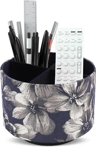 Miniatura 15 de Organizador redondo de cuero para suministros de arte, soporte para control remoto, rotación de 360 grados, soporte multifuncional para lápices, 4