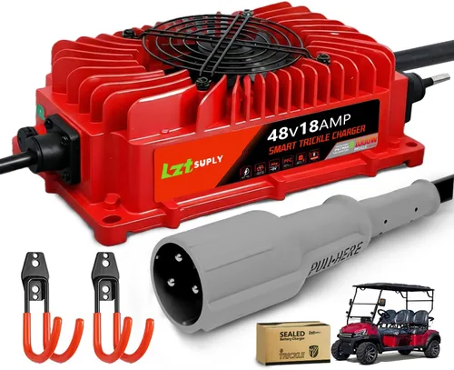 Cargador de batería de carrito de golf de 48 V y 18 amperios a bordo o montaje en pared para Club Car redondo de 3 pines con cable de 16 pies,