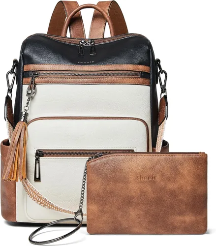 Miniatura 14 de Mochila de cuero Shrrie para mujer, bolso de diseñador de moda para mujer, mochila de viaje convertible, bolso de hombro con muñequera, Mochilas