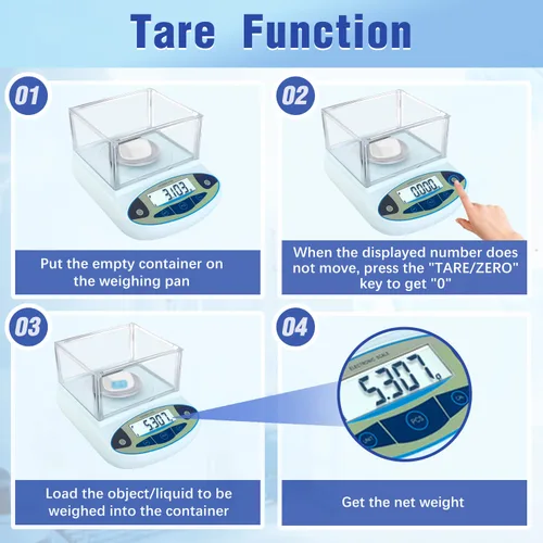 Miniatura 4 de FOUR E'S SCIENTIFIC Balanza de Laboratorio 300g x 0.001g de Precisión - Balanza Analítica de Laboratorio de Alta Precisión con Parabrisas Digital