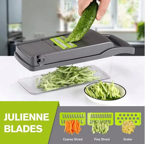 Miniatura 3 de Picador de verduras todo en 1, picador de cebolla, rebanador de mandolina y rallador de queso y cortador de verduras