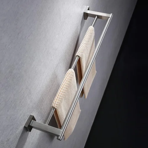 Miniatura 7 de Miyili Toallero doble de 24 pulgadas de acero inoxidable cepillado para toallas de baño, soporte de pared, A02N60B Acero cepillado