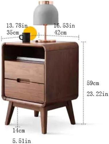 Miniatura 2 de SISWIM Mesitas de noche de madera de nogal negro dormitorio armario de almacenamiento mesita de noche pequeña mesa auxiliar