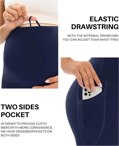 Miniatura 5 de DALIGIRL Pantalones cortos de maternidad sobre el vientre con bolsillos, pantalones cortos de yoga deportivos para mujer para el embarazo de verano