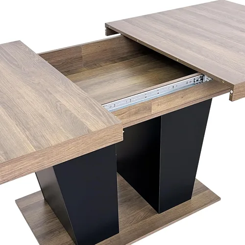 Miniatura 4 de Juego de mesa de comedor extensible de 5 piezas, juego de mesa de comedor extensible de estilo granja para 4, mesa de cocina expandible de madera