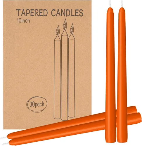 Miniatura 12 de Paquete de 30 velas cónicas blancas - 10 pulgadas sin goteo, sin humo y sin perfume Larga duración 8 horas Velas altas vertidas a mano Velas