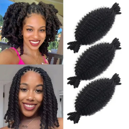 3 paquetes de cabello trenzado Marley Twist de 8 pulgadas, cabello afro twist elástico preseparado para rastas suaves de imitación, cabello de