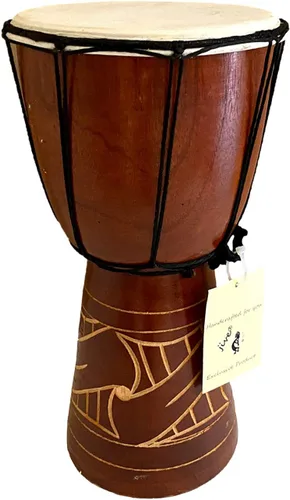 Miniatura 6 de JIVE Tambor Djembe – Tambor de mano africano Bongo Congo de 12 pulgadas – Instrumento de percusión de madera maciza con cabeza de piel de cabra