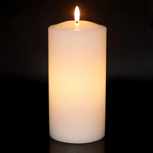 Vela blanca grande sin llama, funciona con pilas con temporizador de 6 horas, vela LED parpadeante de cera real, para interiores, bodas, cenas,