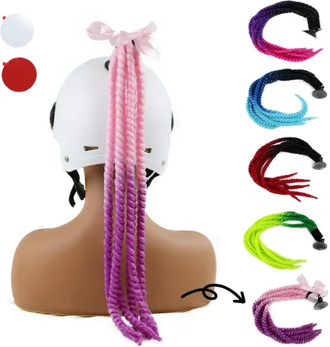 Trenzas para casco de motocicleta, con ventosa desmontable, moño, para bicicleta, cola de caballo, cola de caballo, 1 unidad (casco no incluido)