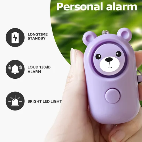 Miniatura 6 de Alarma personal segura con sonido para mujeres, niños y ancianos, paquete de 2 lindas sirenas de 130 dB, autodefensa de seguridad con luz LED