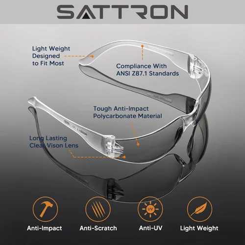 Miniatura 2 de Gafas de seguridad transparentes a granel de 24, ANSI Z87.1, protección ocular para mujeres y hombres, resistentes a arañazos e impactos, ideales
