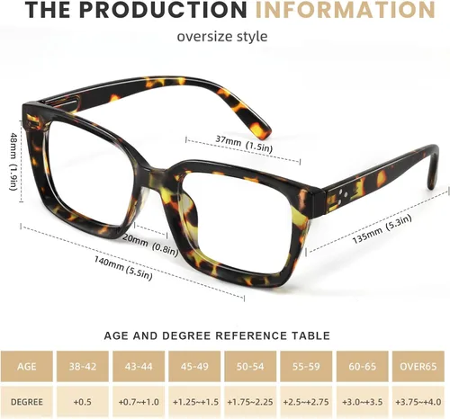 Miniatura 3 de XVXV Reading Glasses for Women Men - Blue Light Blocking Readers Oversize Square Anti Glare with Spring Hinge Mix1