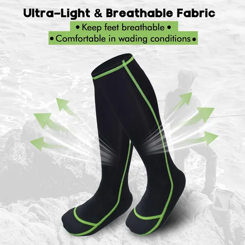 Miniatura 4 de Riverruns Calcetines para vadear, calcetines de pesca de nailon para hombres y mujeres, pesca al aire libre, surf, wakeboard, Negro