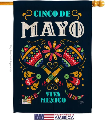 Miniatura 2 de Breeze Decor Cinco de Mayo Viva México - Juego de banderas de jardín para fiesta de verano, cactus, piñata, sombrero, fiesta mexicana, pequeña