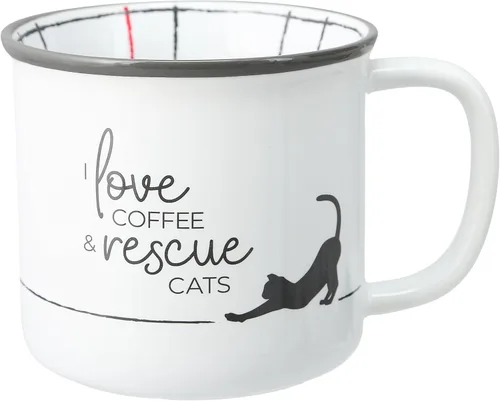 Pavilion Gift Company - I Love Coffee & Rescue Cats - Taza de café de 18 oz taza de té para gatito felino amante de los gatos, regalo de rescate