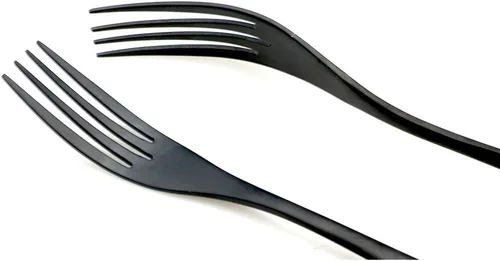 Miniatura 5 de JASHII Juego de cubiertos de acero inoxidable 18/10, 24 piezas, color negro mate, cuchillo de carne, tenedor de ensalada, cuchara de postre