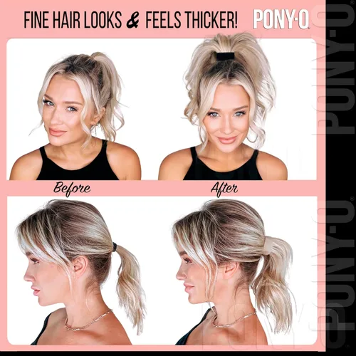 Miniatura 3 de 2 coletas flexibles PONY-O extra grandes, soportes para cola de caballo: para cabello muy grueso o pesado, seguro, cómodo y no dañino accesorios