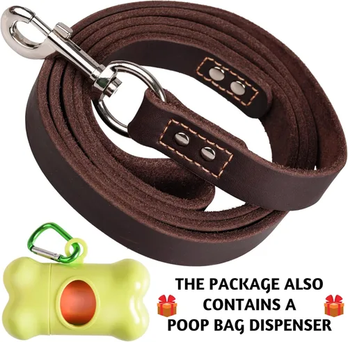 Miniatura 4 de ADITYNA Correa de cuero para perro de 6 pies x 3/4 pulgadas, suave, fuerte, resistente para razas grandes y medianas, correa para perro para Marrón