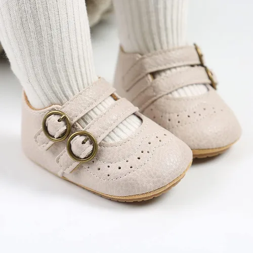 Miniatura 3 de QWZban Zapatos planos Mary Jane con Bownot antideslizante suela suave de piel sintética para recién nacidos, bebés, primeros caminantes
