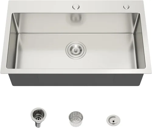 Miniatura 32 de Mocoloo Fregadero de barra de 13 pulgadas con caída en la parte superior, fregadero de cocina pequeño de acero inoxidable T304 de 13 x 15 pulgadas