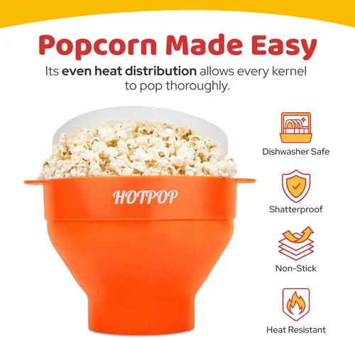 Miniatura 4 de The Original HOTPOP - Palomitas de maíz para microondas, máquina de palomitas de maíz, cuenco plegable sin BPA y apto para lavavajillas, 20